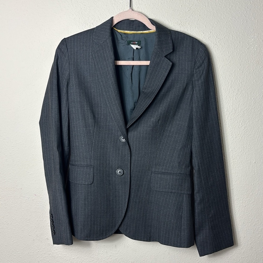 J. Crew 100%‎ wool pinstripe grey blazer size 4